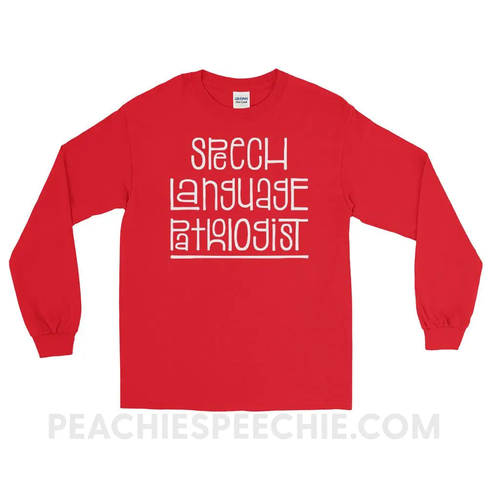 Fun Type SLP Long Sleeve Tee - Red / S - T-Shirts & Tops peachiespeechie.com