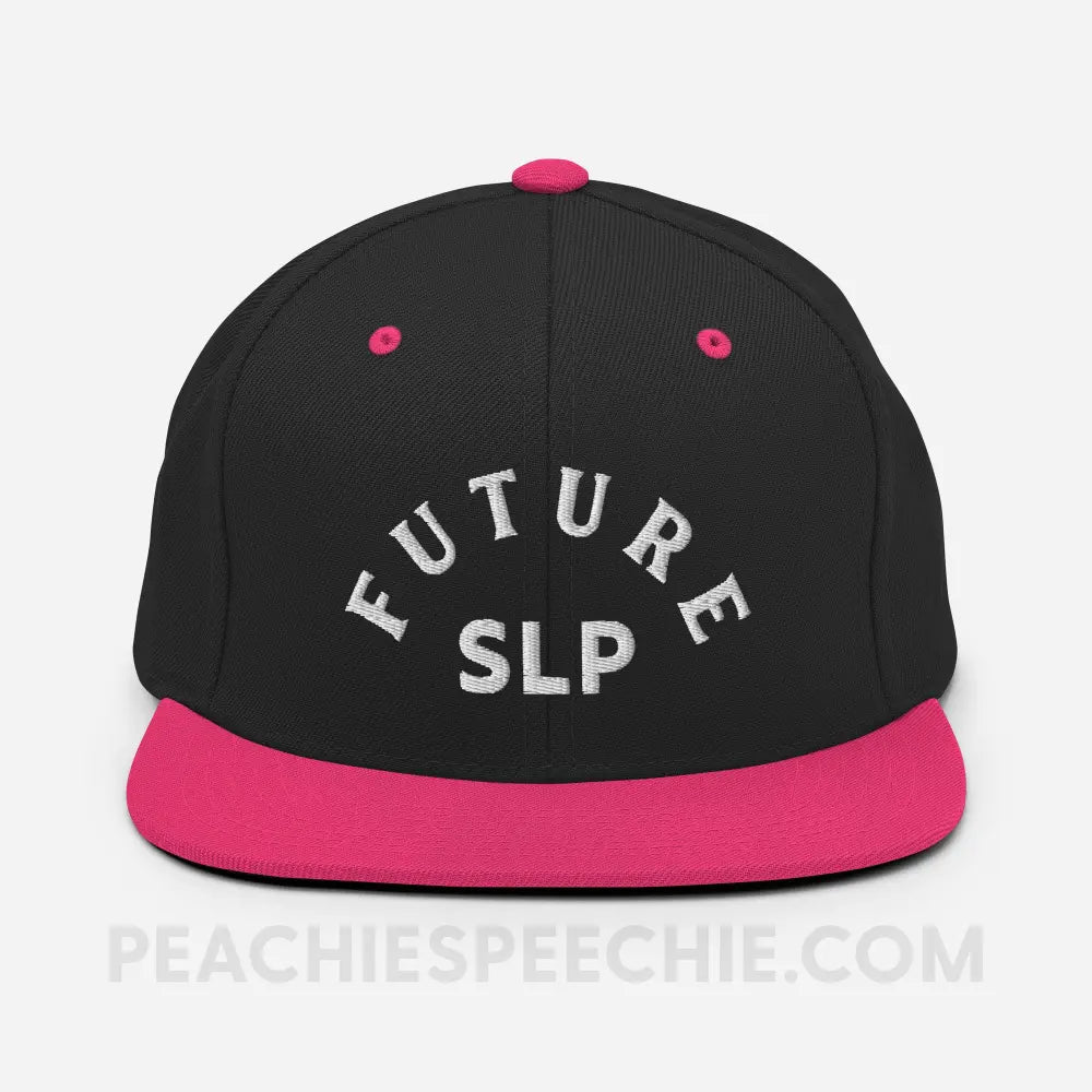 Future Speech-Language Pathologist Premium Ball Cap - Black/ Neon Pink - peachiespeechie.com