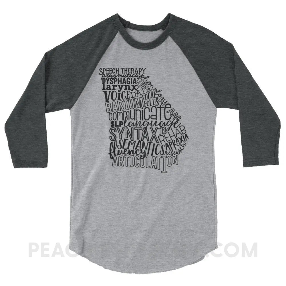 Georgia SLP Baseball Tee - Heather Grey/Heather Charcoal / XS - T-Shirts & Tops peachiespeechie.com