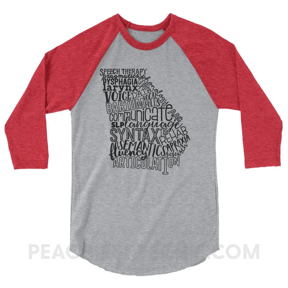 Georgia SLP Baseball Tee - Heather Grey/Heather Red / XS - T-Shirts & Tops peachiespeechie.com