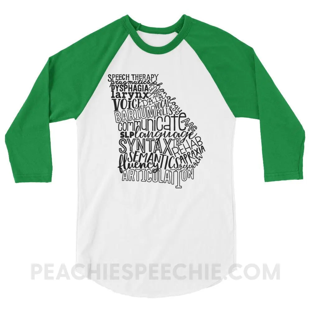 Georgia SLP Baseball Tee - White/Kelly / XS - T-Shirts & Tops peachiespeechie.com