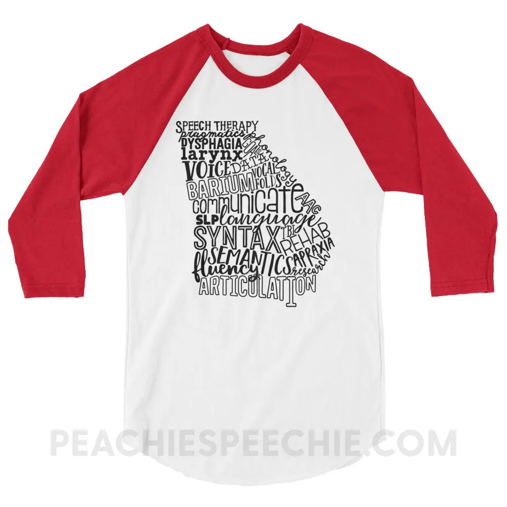Georgia SLP Baseball Tee - White/Red / XS - T-Shirts & Tops peachiespeechie.com