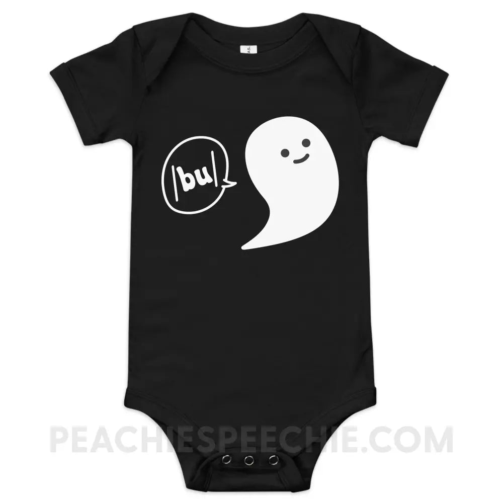 Ghosty Says /bu/ Baby Onesie - Black / 3-6m - peachiespeechie.com