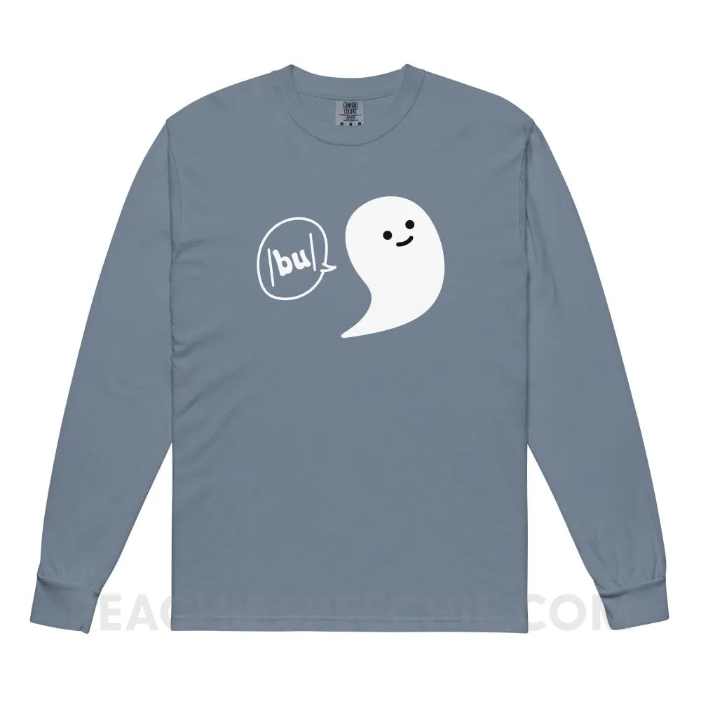 Ghosty Says /bu/ Comfort Colors Long Sleeve - Blue Jean / S - peachiespeechie.com