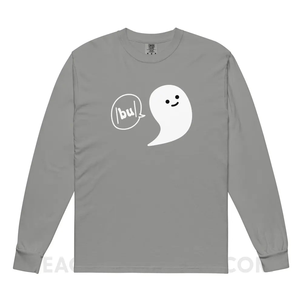 Ghosty Says /bu/ Comfort Colors Long Sleeve - Grey / S - peachiespeechie.com