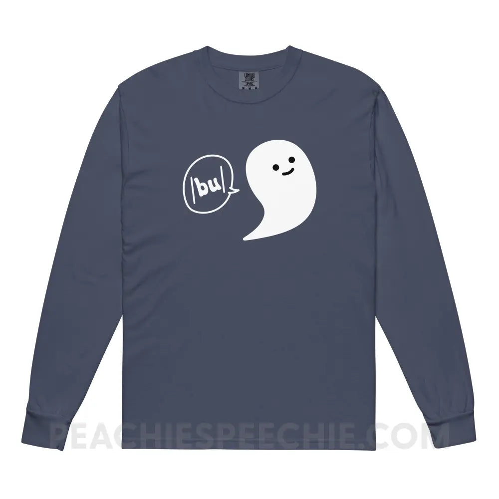 Ghosty Says /bu/ Comfort Colors Long Sleeve - Navy / S - peachiespeechie.com