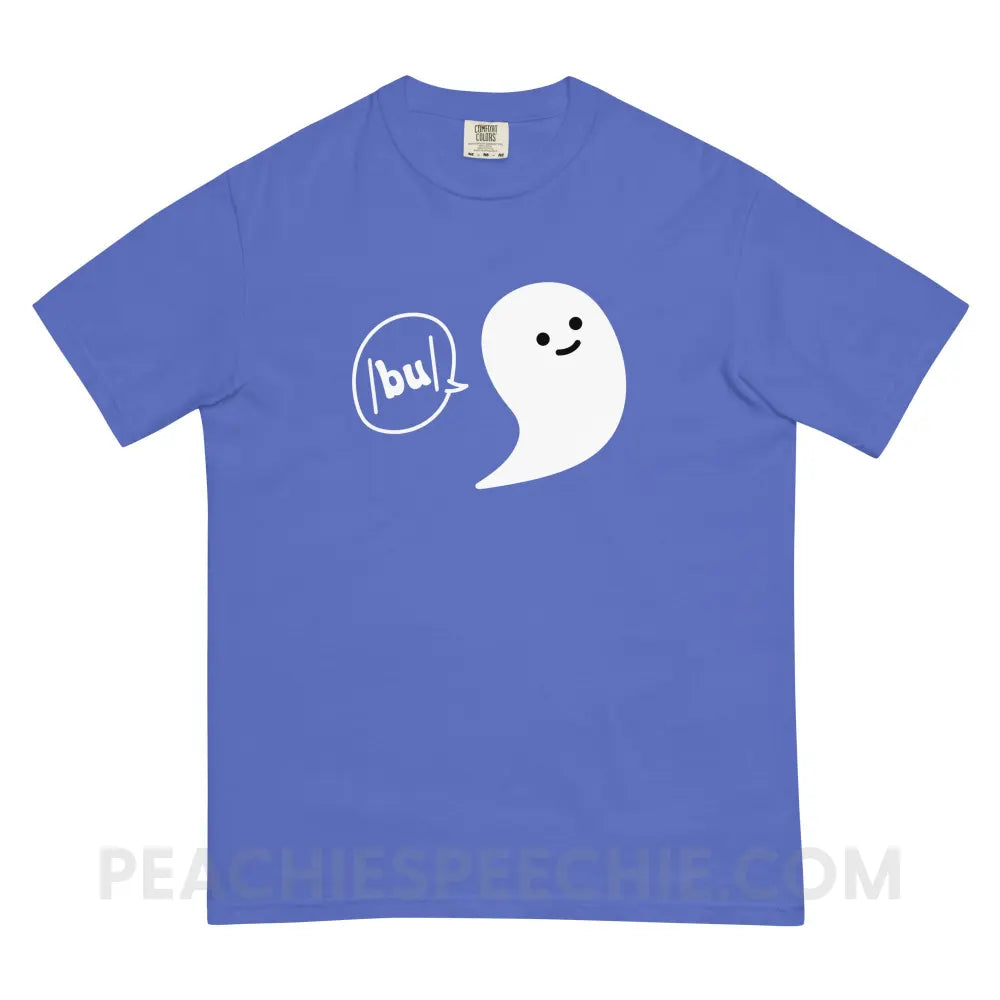 Ghosty Says /bu/ Comfort Colors Tee - Flo Blue / S - peachiespeechie.com