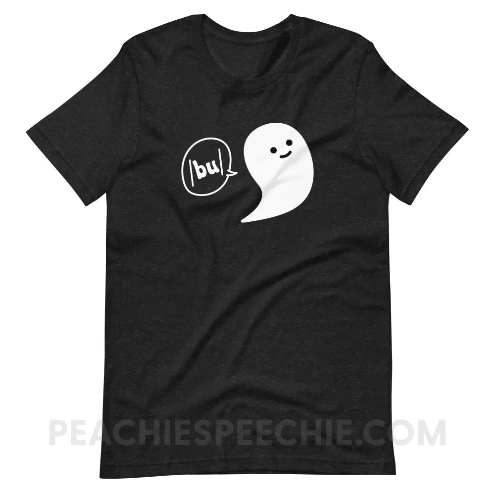 Ghosty Says /bu/ Premium Soft Tee - Black Heather / XS - peachiespeechie.com