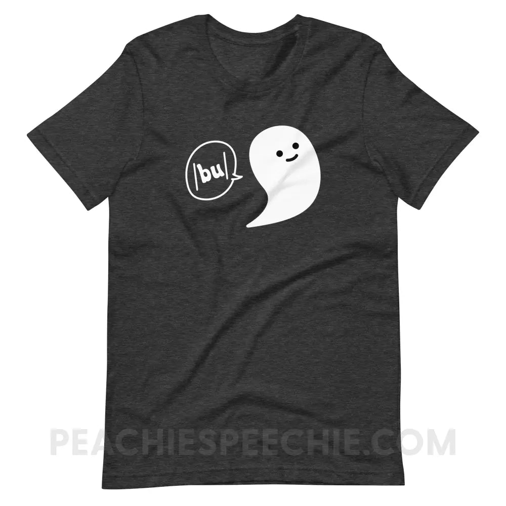 Ghosty Says /bu/ Premium Soft Tee - Dark Grey Heather / XS - peachiespeechie.com