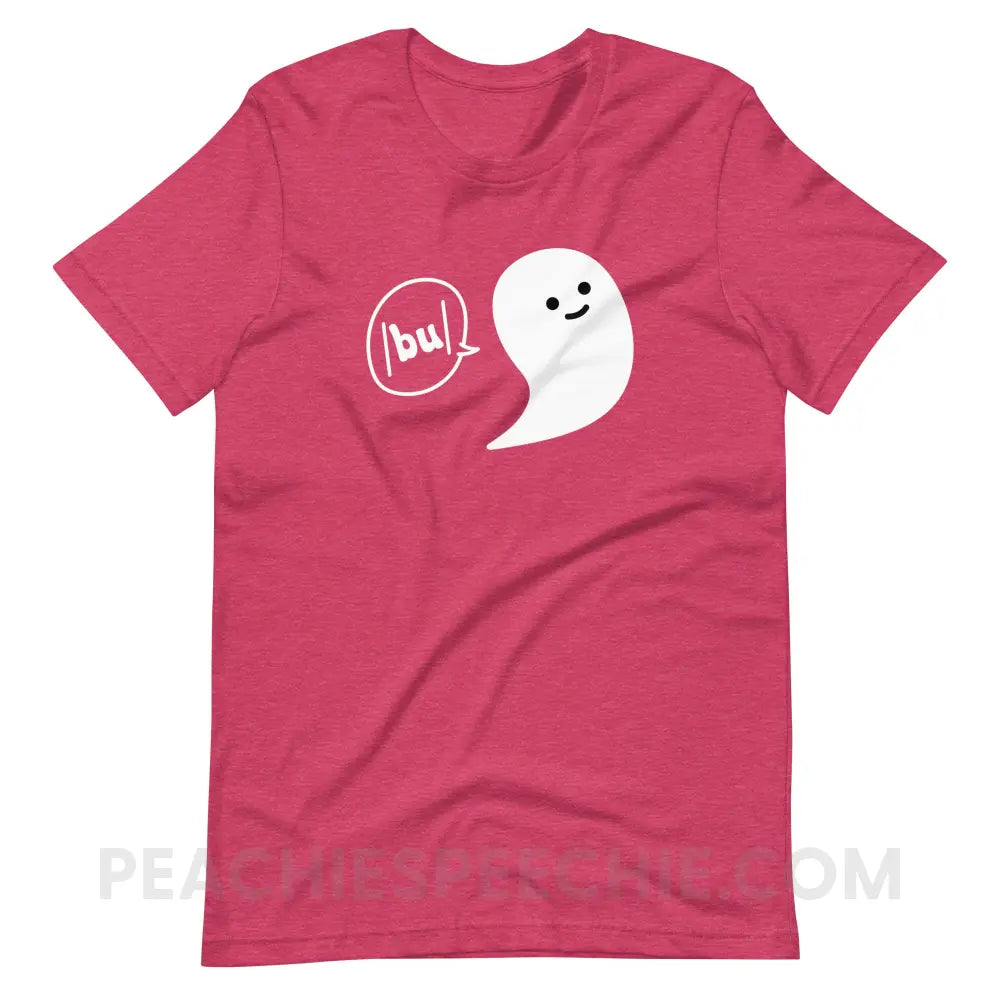 Ghosty Says /bu/ Premium Soft Tee - Heather Raspberry / S - peachiespeechie.com