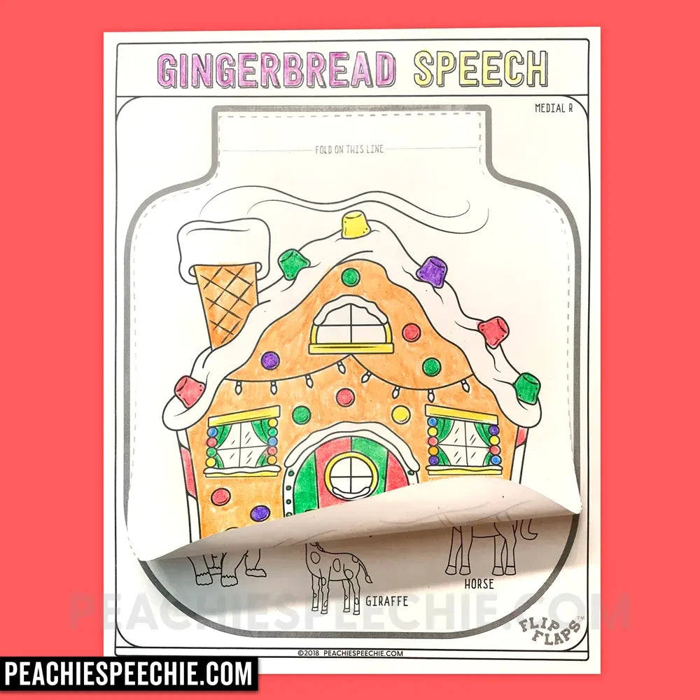 Gingerbread House Speech and Language Flip Flap Craft - Materials peachiespeechie.com