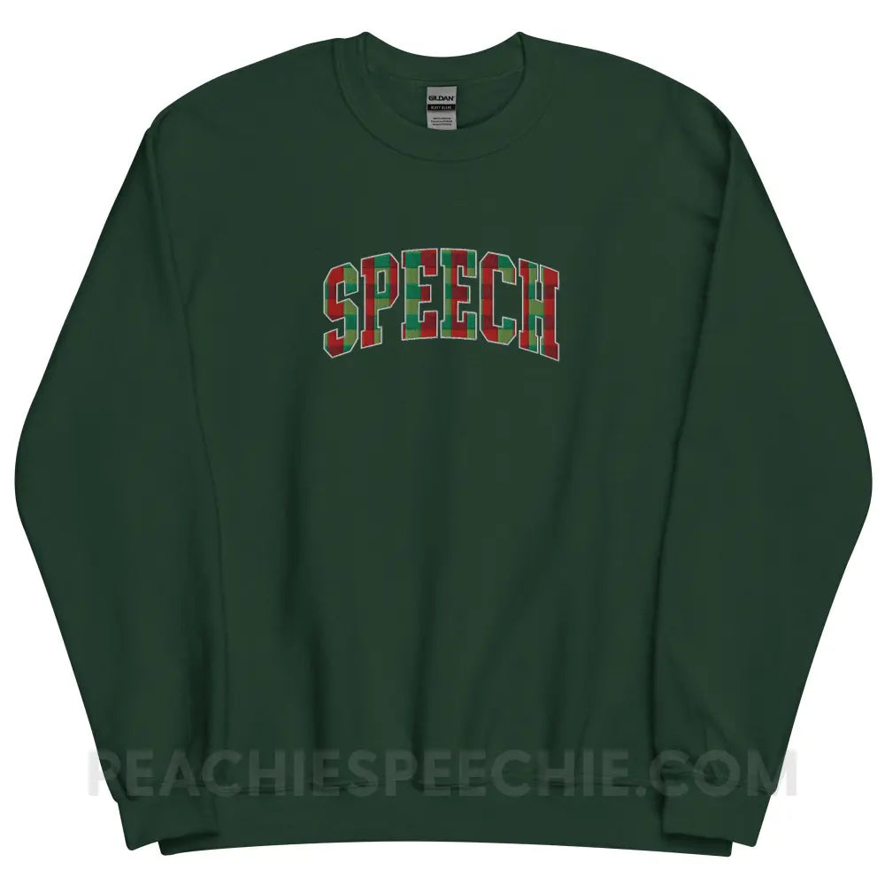 Plaid Speech Embroidered Classic Sweatshirt - Forest Green / S - peachiespeechie.com