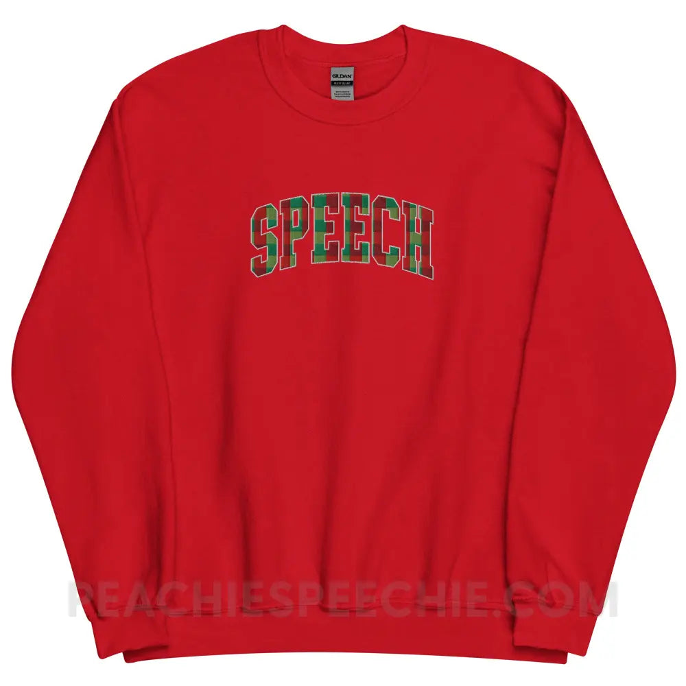 Plaid Speech Embroidered Classic Sweatshirt - Red / S - peachiespeechie.com