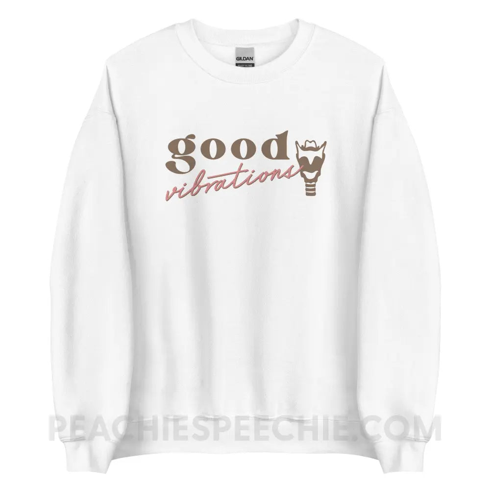 Good Vibrations Larynx Classic Sweatshirt - White / M - peachiespeechie.com