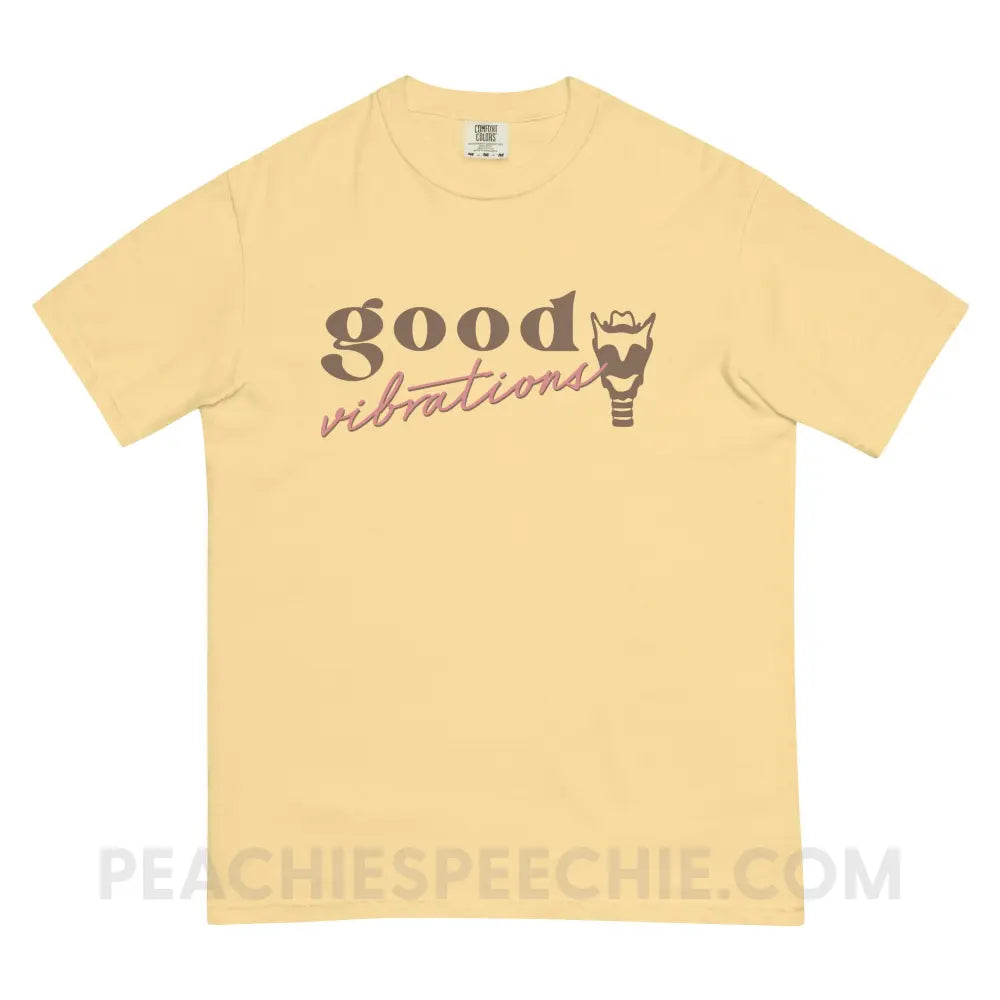 Good Vibrations Larynx Comfort Colors Tee - Butter / S - T-Shirt peachiespeechie.com