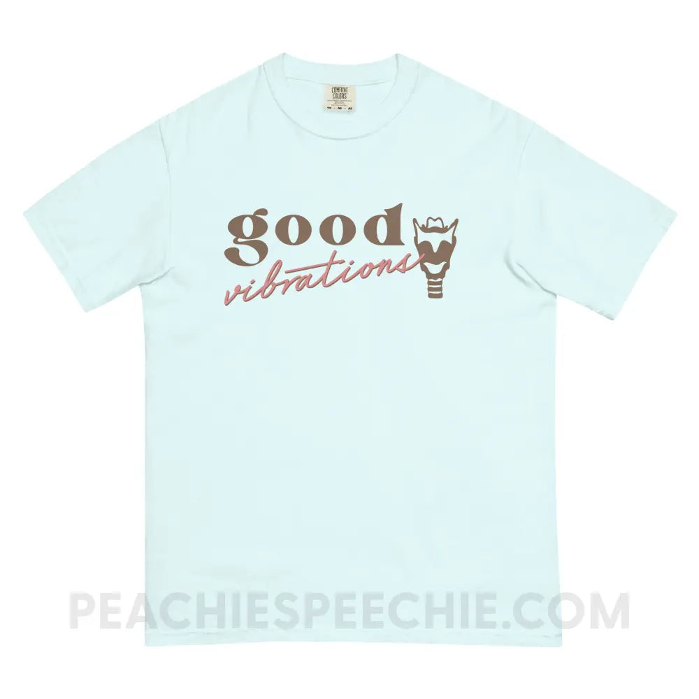 Good Vibrations Larynx Comfort Colors Tee - Chambray / S - T-Shirt peachiespeechie.com