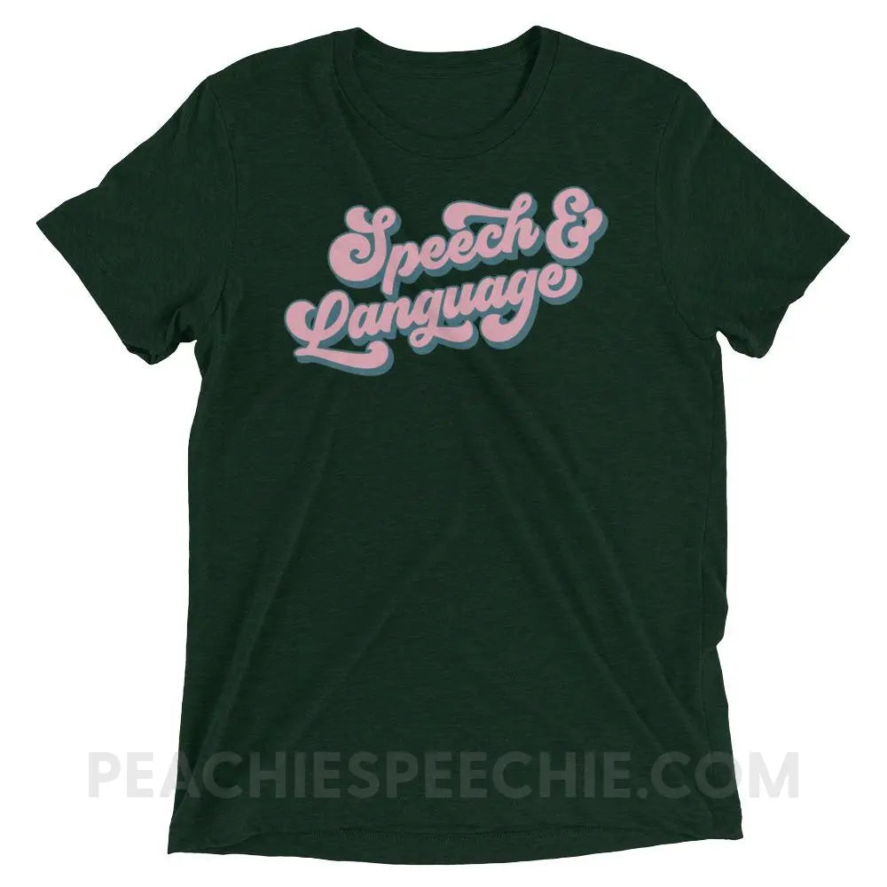 Groovy Speech & Language Tri-Blend Tee - Emerald Triblend / XS - T-Shirts Tops peachiespeechie.com