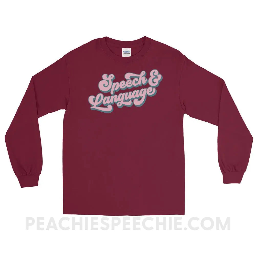 Groovy Speech & Language Long Sleeve Tee - Maroon / S - T-Shirts Tops peachiespeechie.com