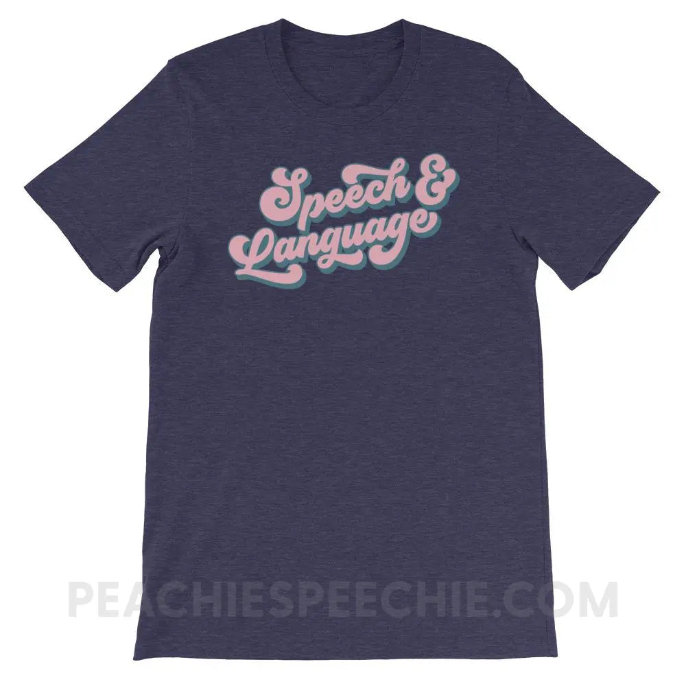 Groovy Speech & Language Premium Soft Tee - Heather Midnight Navy / XS - T - Shirts Tops peachiespeechie.com