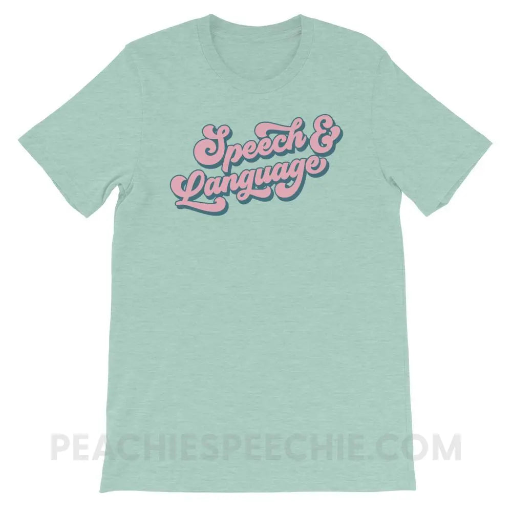 Groovy Speech & Language Premium Soft Tee - Heather Prism Dusty Blue / XS - T-Shirts Tops peachiespeechie.com