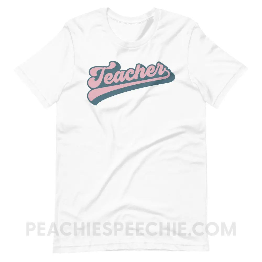 Groovy Teacher Premium Soft Tee - White / XS - T-Shirt peachiespeechie.com