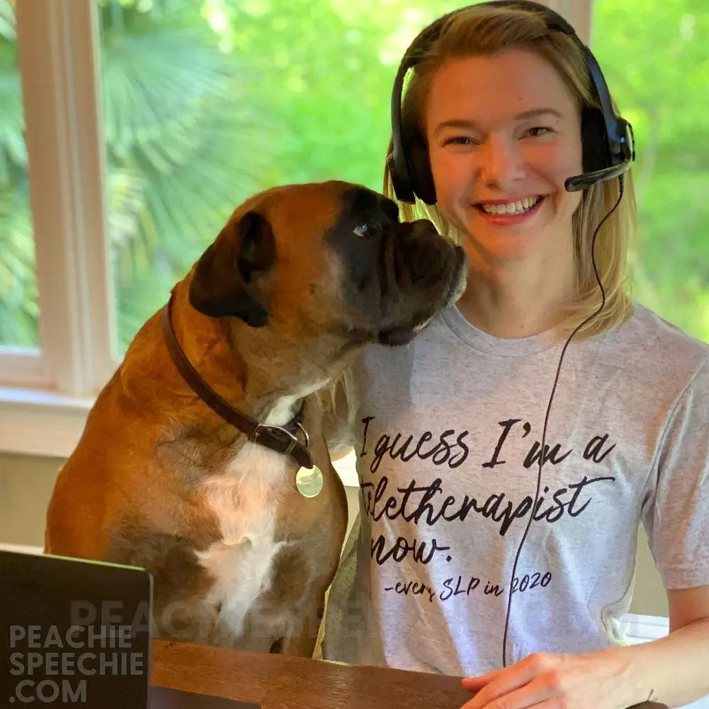 I Guess I’m A Teletherapist Now Tri-Blend Tee - T-Shirts & Tops peachiespeechie.com