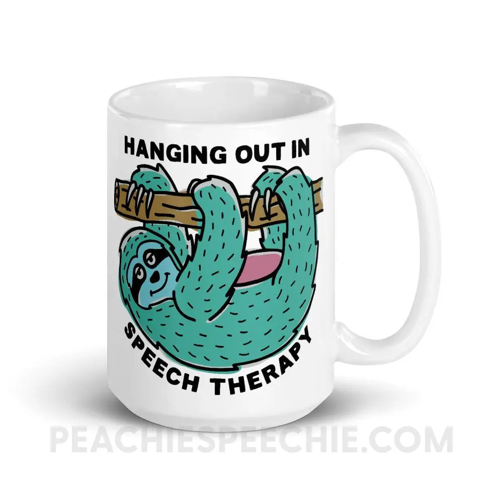 Hanging Out In Speech Sloth Mug - 15oz - Mugs peachiespeechie.com