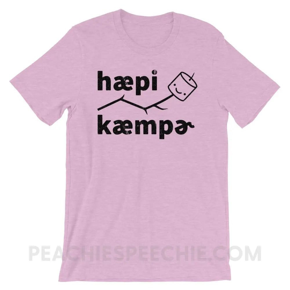 Happy Camper in IPA Premium Soft Tee - Heather Prism Lilac / XS - T-Shirts & Tops peachiespeechie.com