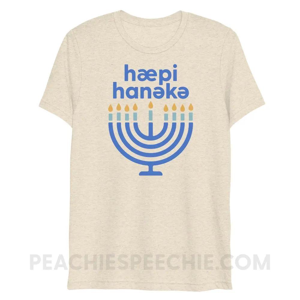 Happy Hanukkah IPA Menorah Tri-Blend Tee - Oatmeal Triblend / XS - peachiespeechie.com