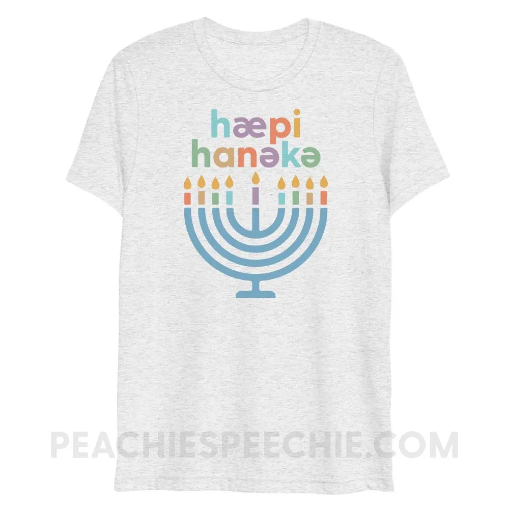 Happy Hanukkah IPA Menorah Tri-Blend Tee - White Fleck Triblend / XS - peachiespeechie.com
