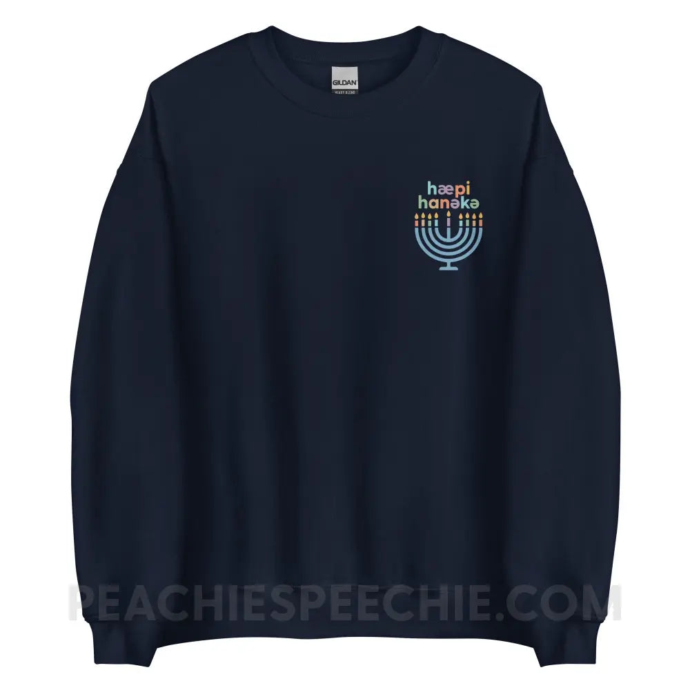 Happy Hanukkah IPA Menorah Classic Sweatshirt - Navy / S - peachiespeechie.com
