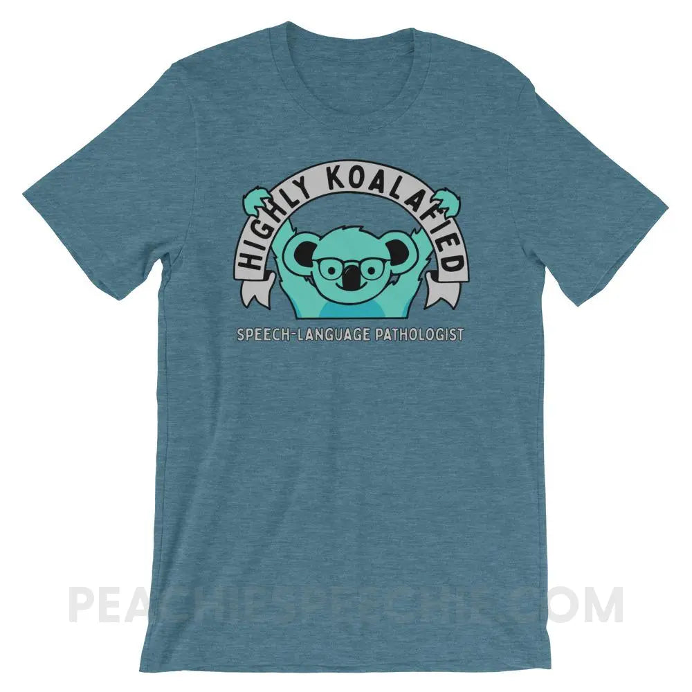 Highly Koalafied SLP Premium Soft Tee - Heather Deep Teal / S - T-Shirts & Tops peachiespeechie.com