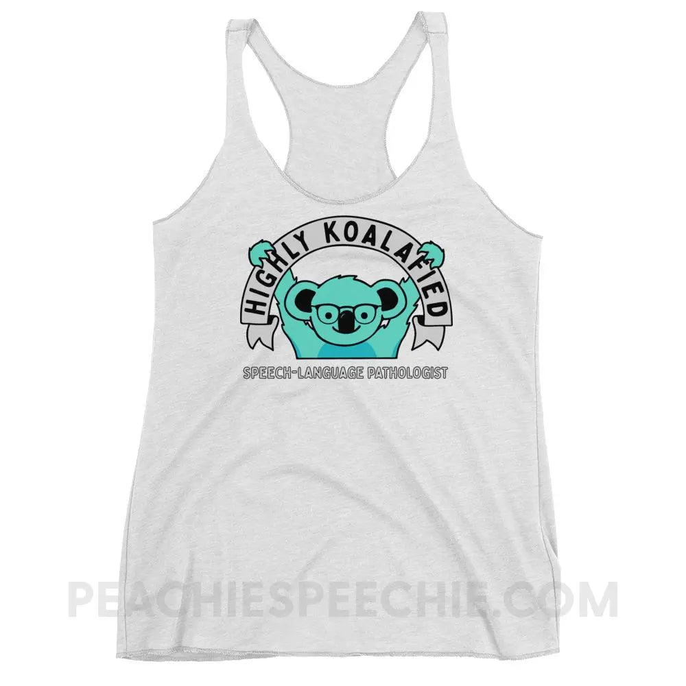 Highly Koalafied SLP Tri-Blend Racerback - Heather White / XS - Tank Tops peachiespeechie.com