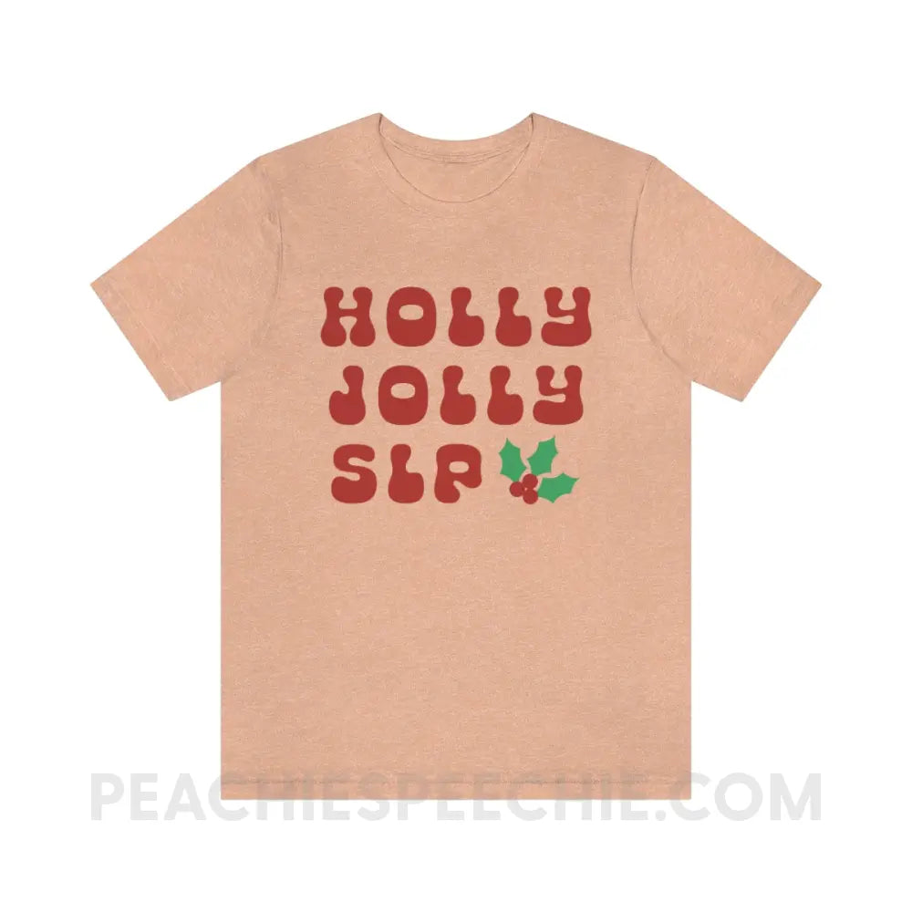 Holly Jolly SLP Premium Soft Tee - Heather Peach / S - T-Shirt peachiespeechie.com