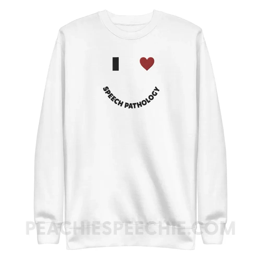 I Love Speech Pathology Embroidered Fave Crewneck - White / S - peachiespeechie.com