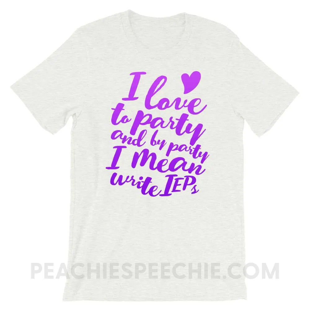 IEP Party Premium Soft Tee - Ash / S - T-Shirts & Tops peachiespeechie.com