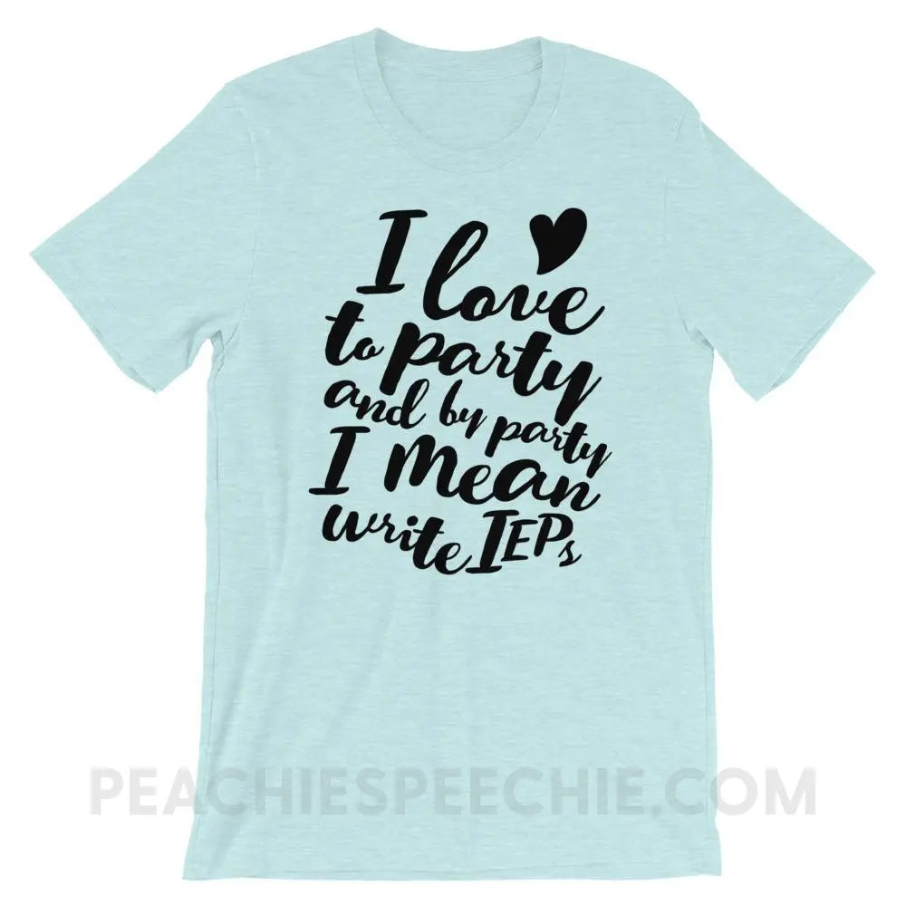 IEP Party Premium Soft Tee - Heather Prism Ice Blue / XS - T-Shirts & Tops peachiespeechie.com