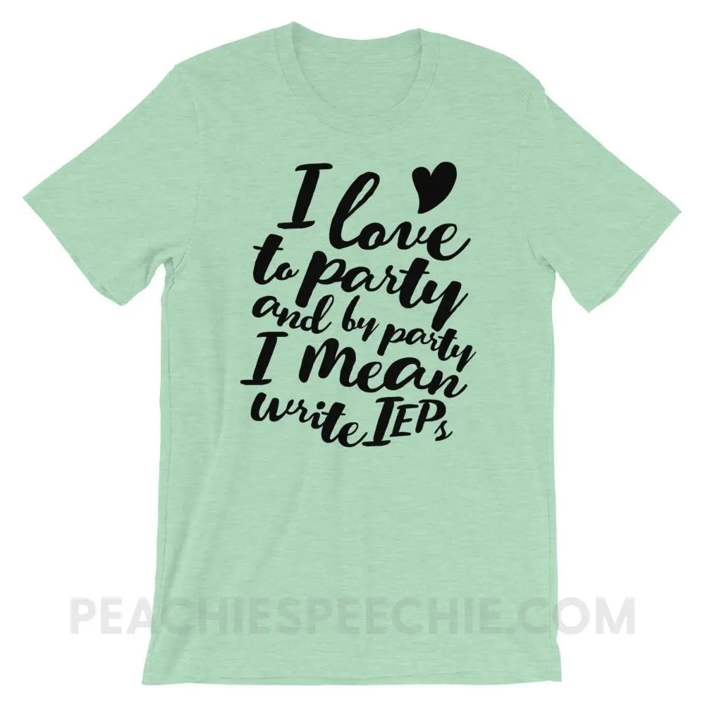 IEP Party Premium Soft Tee - Heather Prism Mint / XS - T-Shirts & Tops peachiespeechie.com