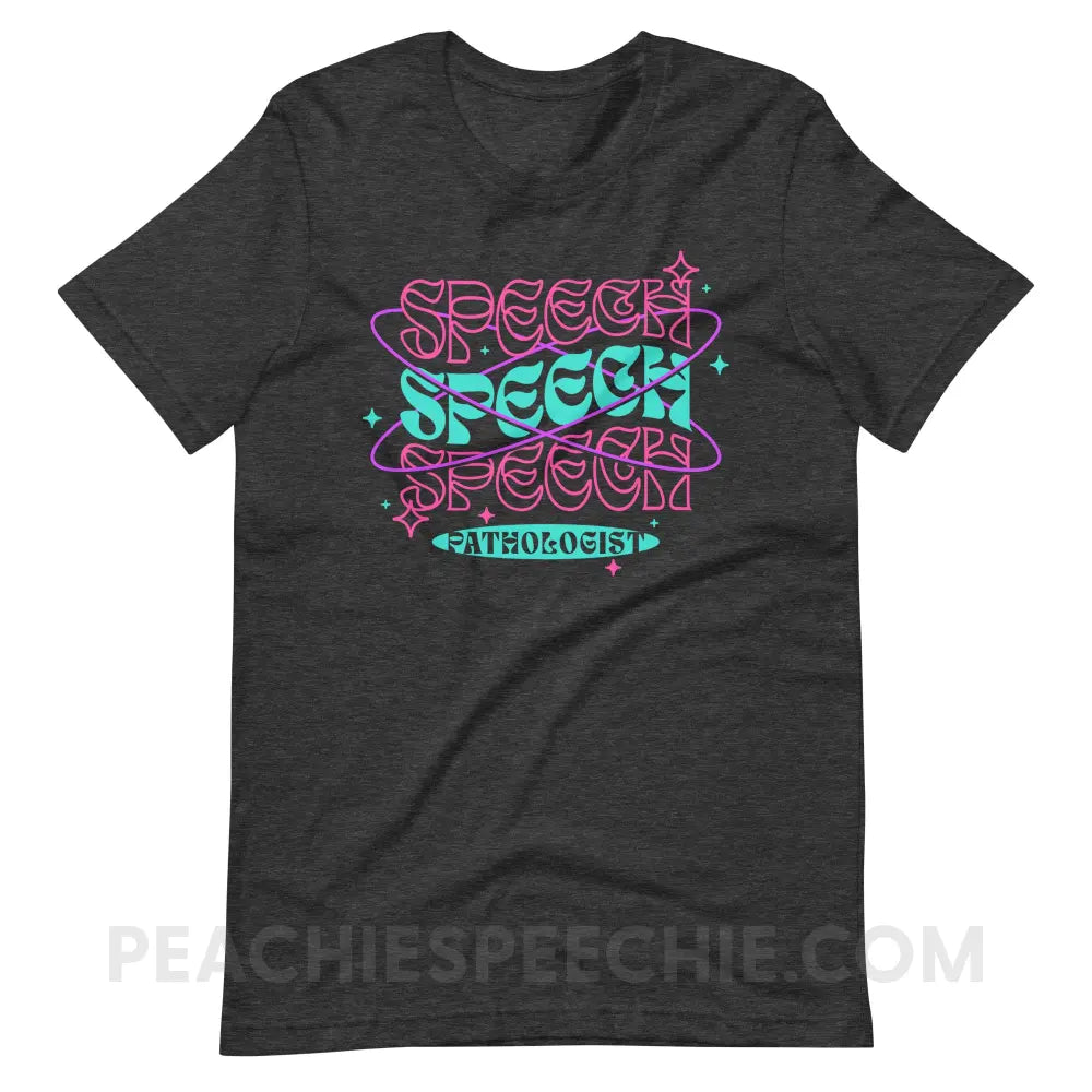 Intergalactic Speech Premium Soft Tee - Dark Grey Heather / XS - peachiespeechie.com