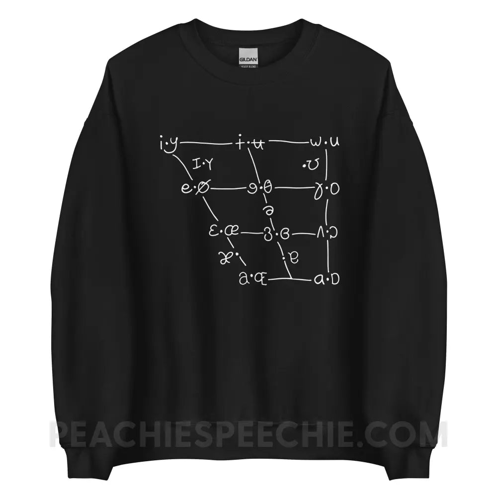 IPA Vowel Chart Classic Sweatshirt - Black / S - Hoodies & Sweatshirts peachiespeechie.com