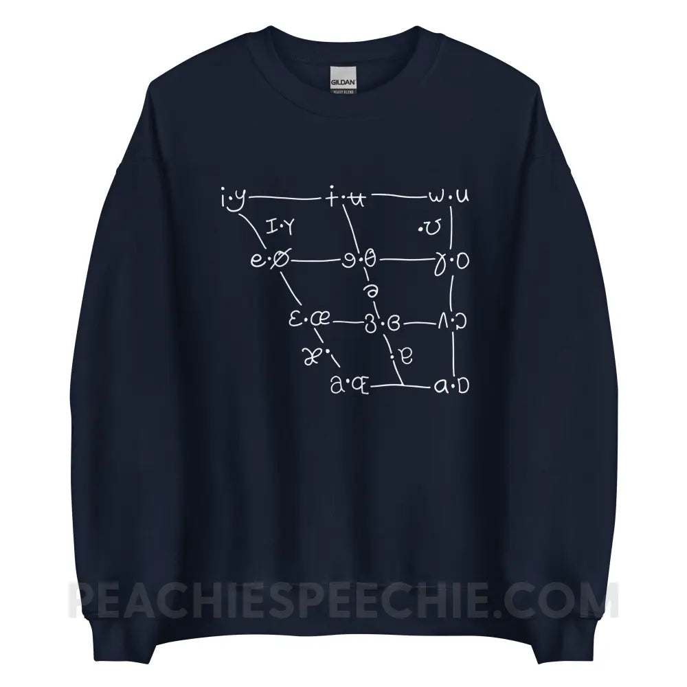 IPA Vowel Chart Classic Sweatshirt - Navy / S - Hoodies & Sweatshirts peachiespeechie.com