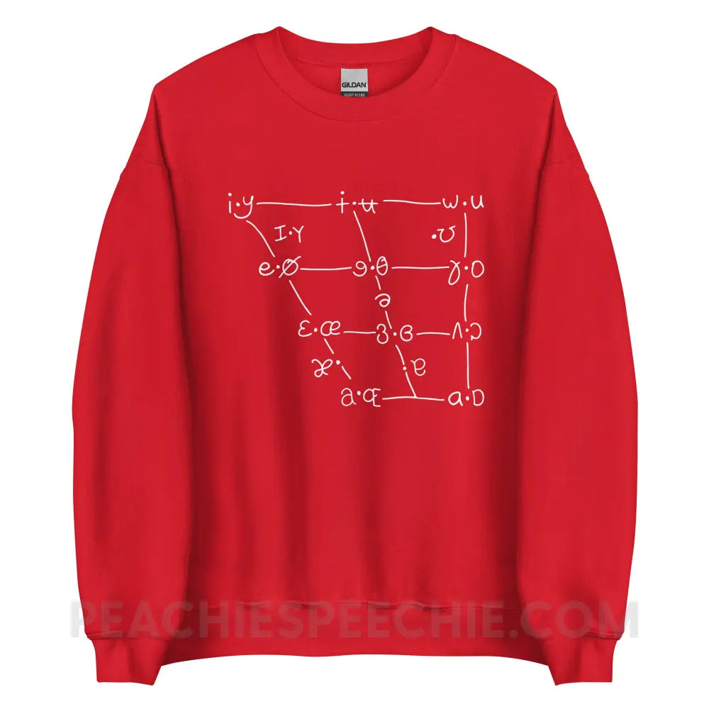 IPA Vowel Chart Classic Sweatshirt - Red / S - Hoodies & Sweatshirts peachiespeechie.com