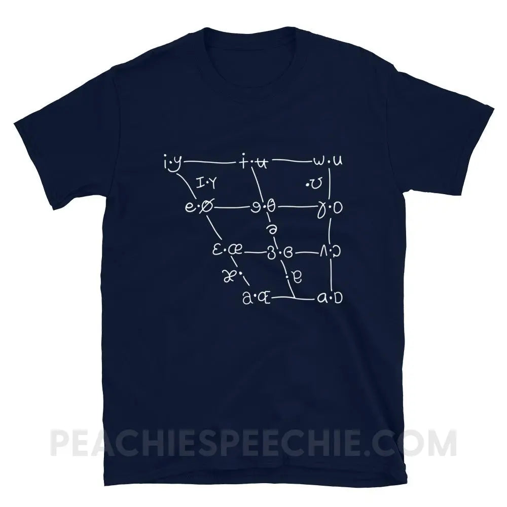 IPA Vowel Chart Classic Tee - Navy / S - T-Shirts & Tops peachiespeechie.com