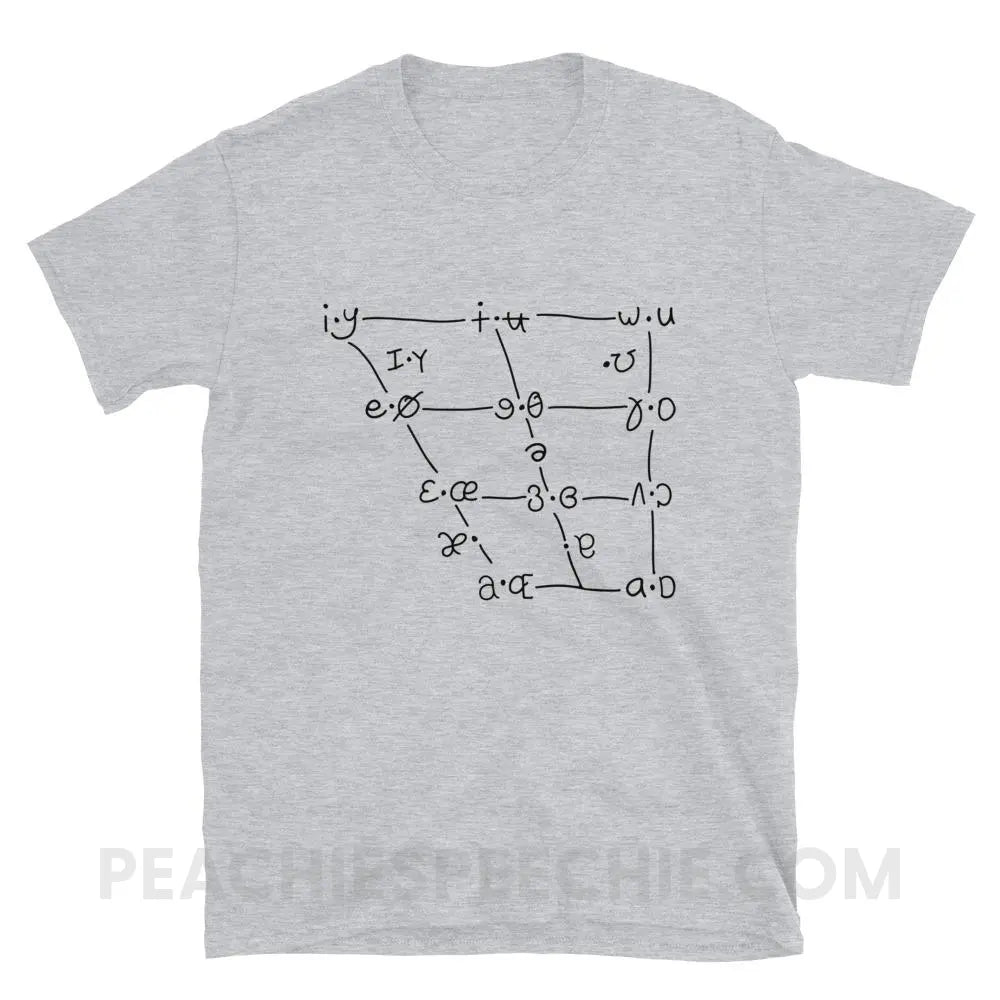 IPA Vowel Chart Classic Tee - Sport Grey / S - T-Shirts & Tops peachiespeechie.com