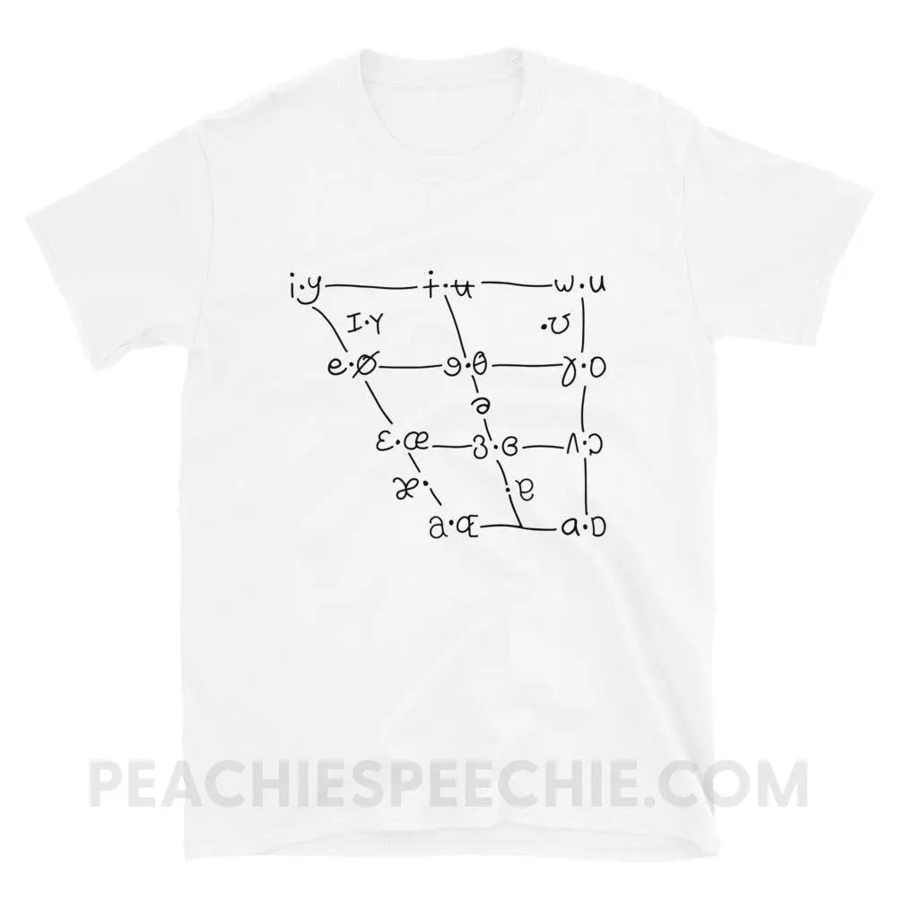 IPA Vowel Chart Classic Tee - White / S - T-Shirts & Tops peachiespeechie.com