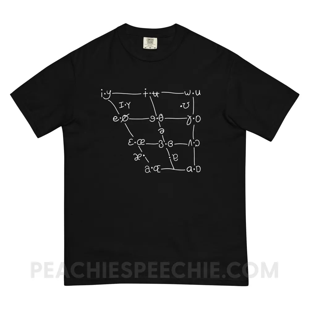 IPA Vowel Chart Comfort Colors Tee - Black / S - T-Shirts & Tops peachiespeechie.com