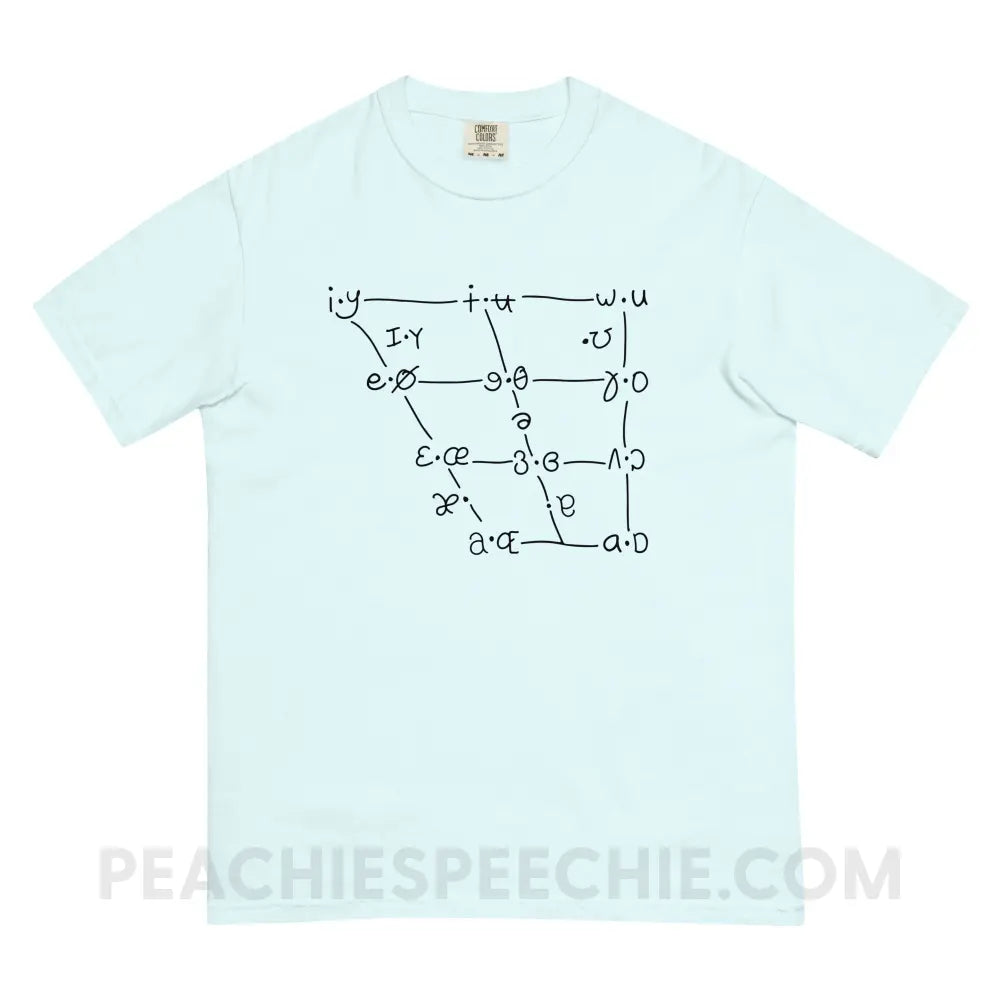 IPA Vowel Chart Comfort Colors Tee - Chambray / S - T-Shirts & Tops peachiespeechie.com