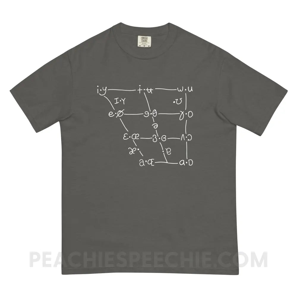 IPA Vowel Chart Comfort Colors Tee - Pepper / S - T-Shirts & Tops peachiespeechie.com
