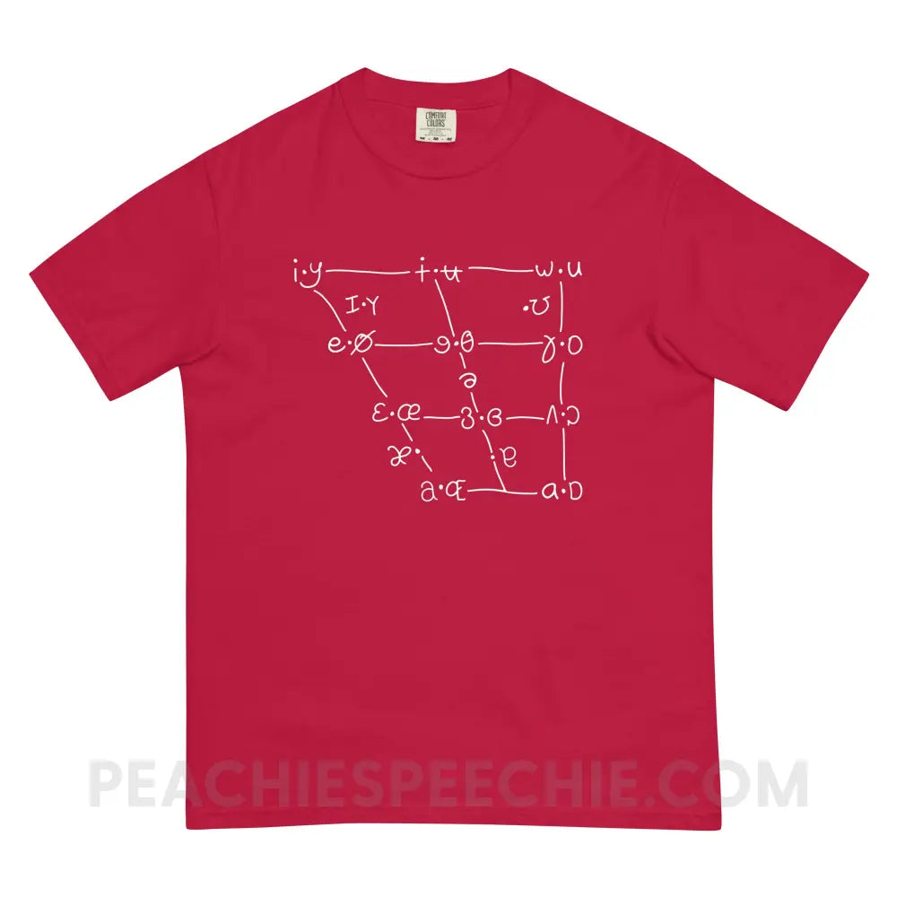 IPA Vowel Chart Comfort Colors Tee - Red / S - T-Shirts & Tops peachiespeechie.com