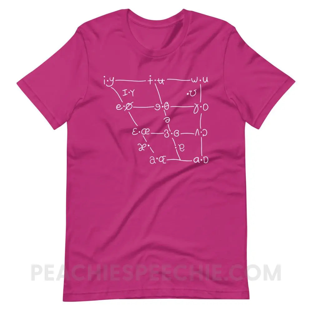 IPA Vowel Chart Premium Soft Tee - Berry / S - T-Shirts & Tops peachiespeechie.com